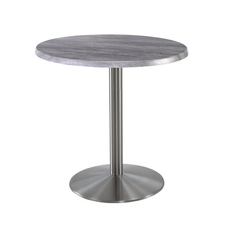 Holland Bar Stool Co 36" Tall OD214 Stainless Steel Table Base 22" Diameter 30" Diameter Greystone Top OD214-2236SSOD30RGryStn